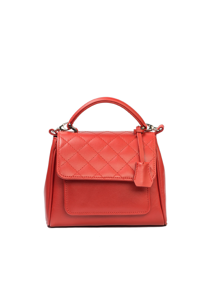 leather mini handbag - red
