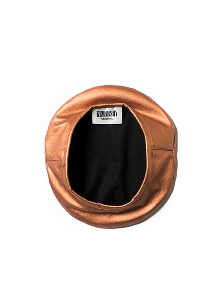 Faux-Leather Beret - Bronze  