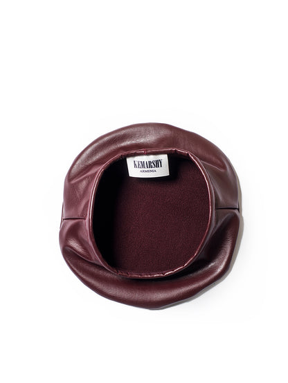 Faux-Leather Beret - Merlot
