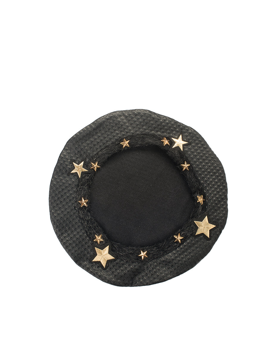 Faux-Leather Beret - Stars