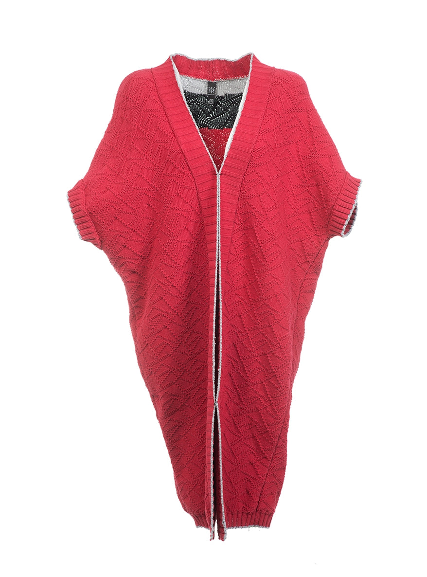 Knit Cotton Red Cardigan