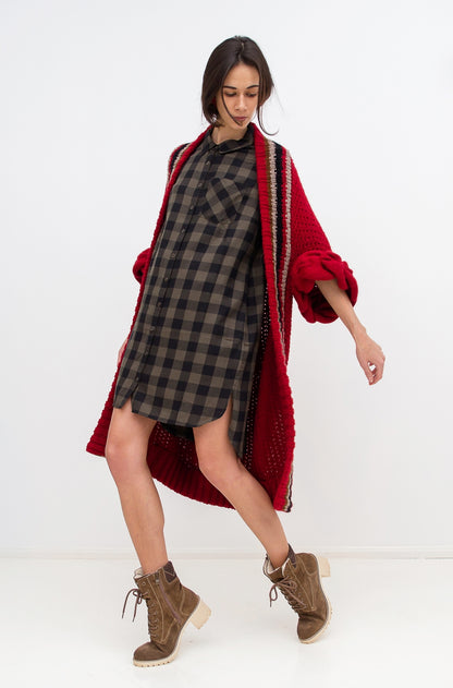 LOOM_Weaving Knitted red cardigan