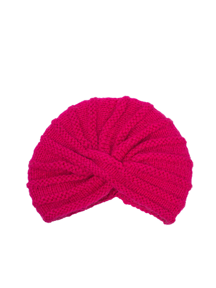 Knitted wool turban - Pink