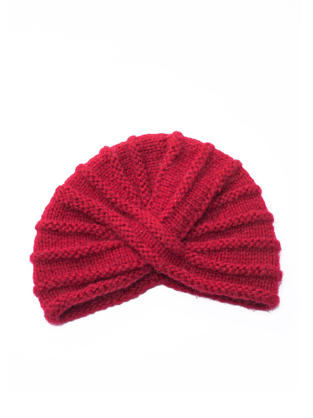 Knitted wool turban - red