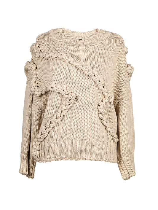 Cotton Sweater with Braids