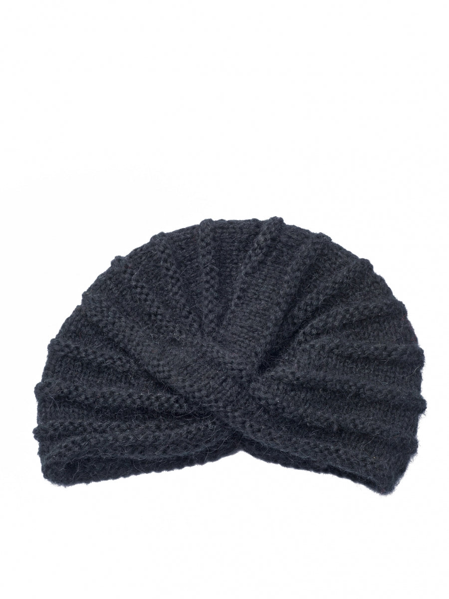 Knitted wool turban - black