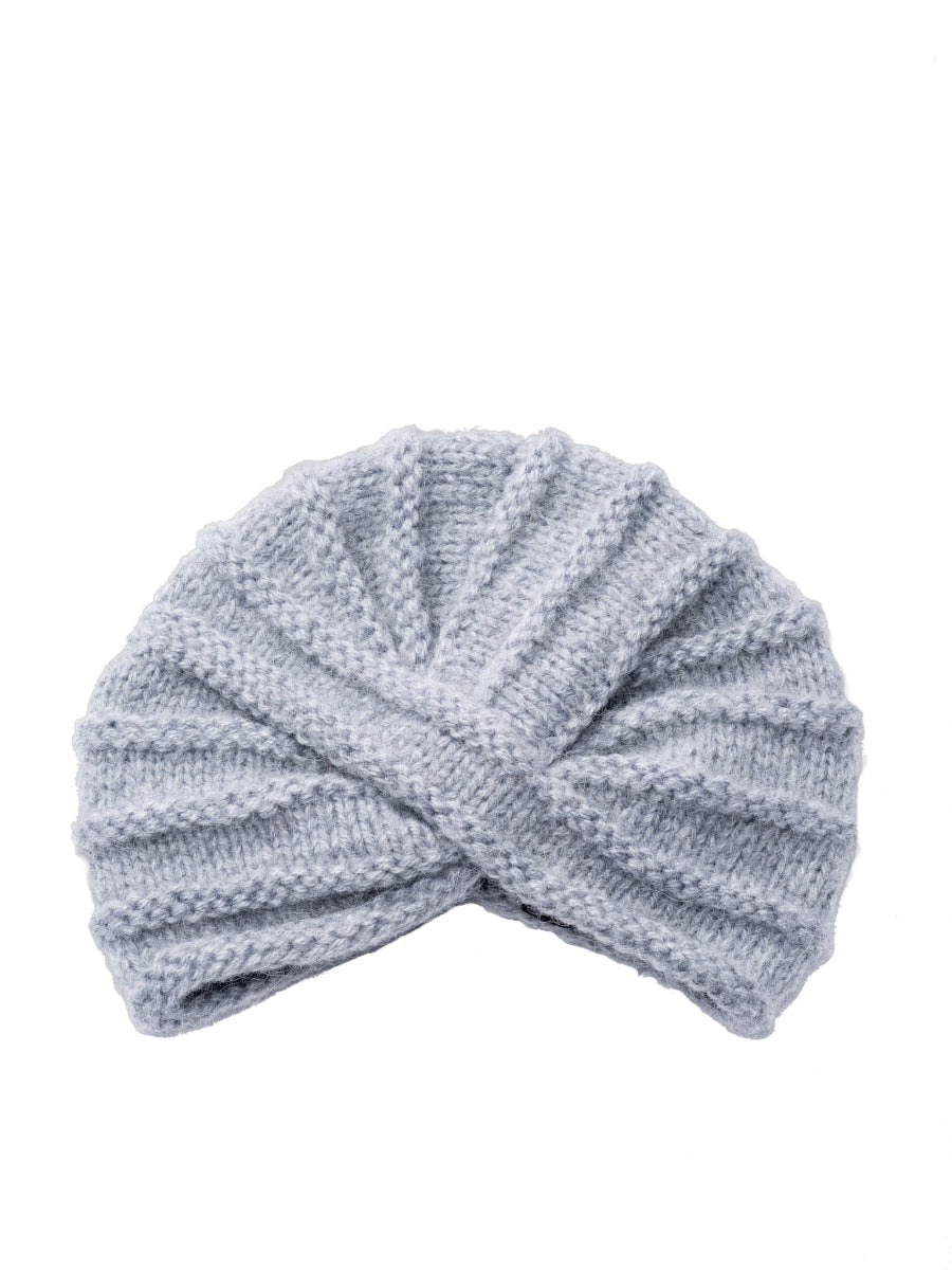 Knitted wool turban - Grey