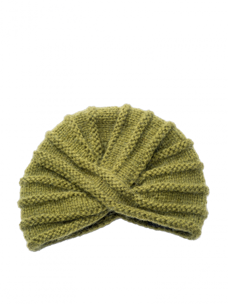 Knitted wool turban - Olive