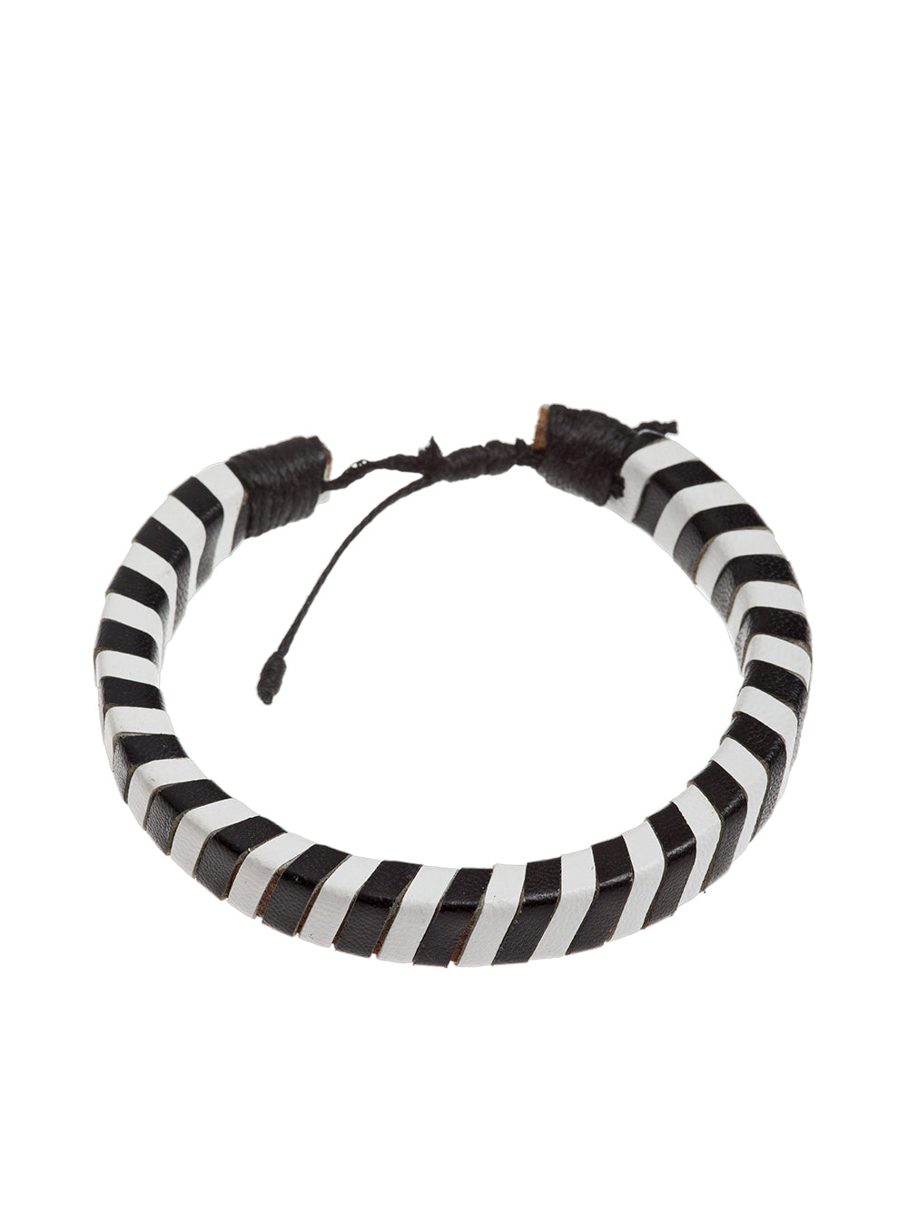 Leather bracelet Black/White