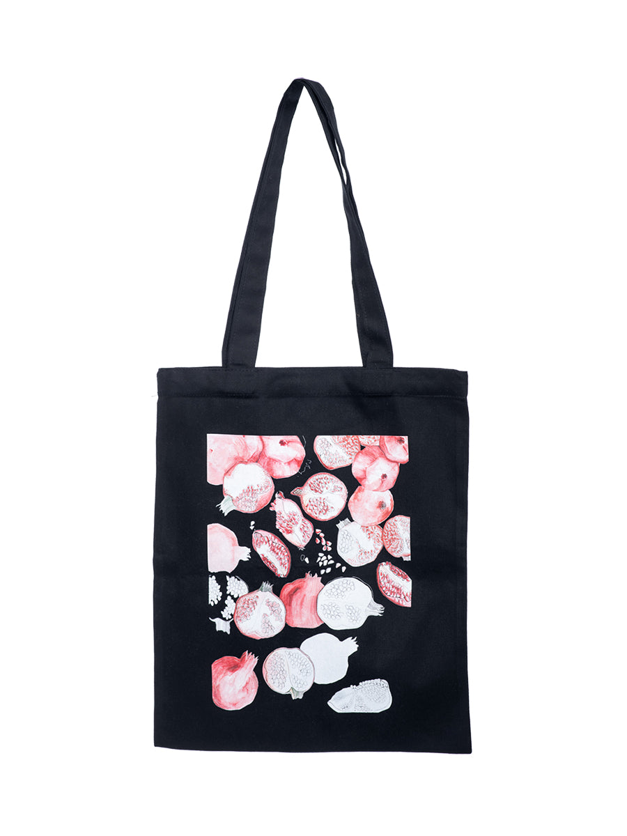 Pomegranate Black Pattern Textile Tote Bag