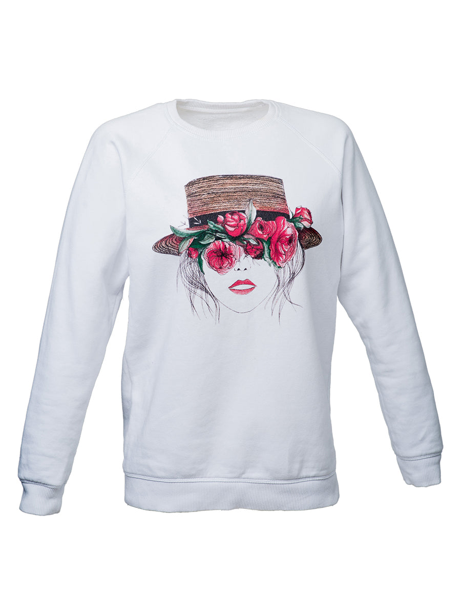 Sweatshirt Canotier Flower Girl - White