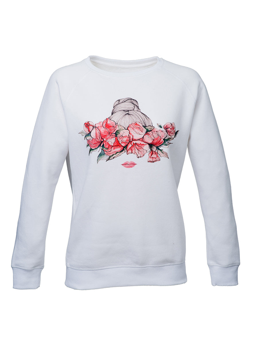 Sweatshirt Summer Flower Girl - White