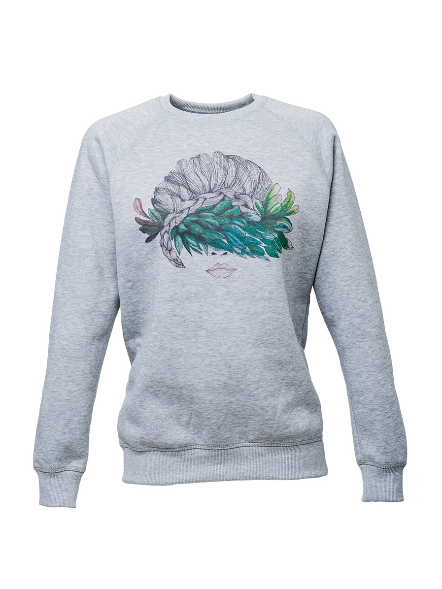 Sweatshirt Olive Flower Girl – Grey