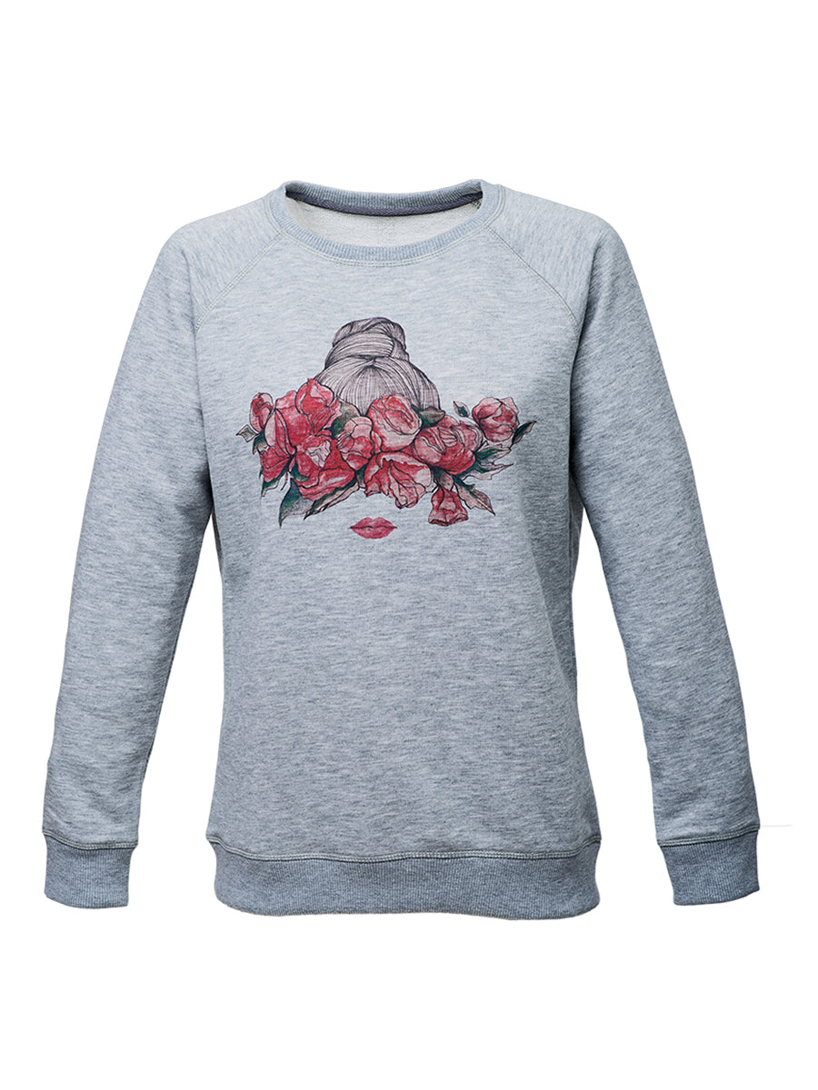Sweatshirt Summer Flower Girl - Grey for women