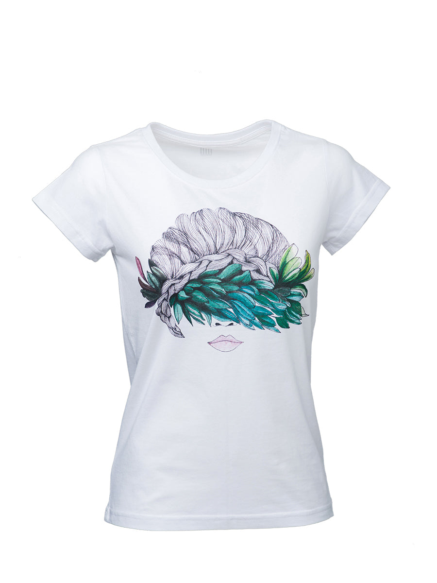 T-shirt Olive Flower Girl - White