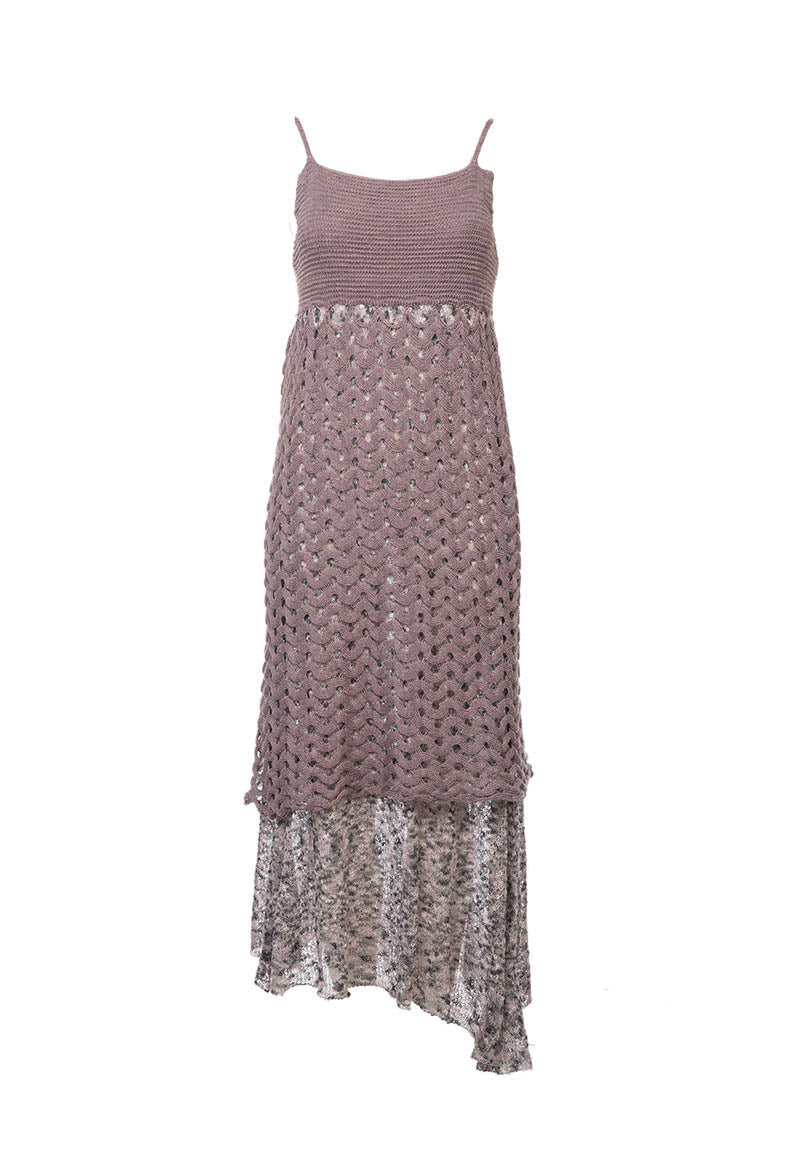 Two-tone Paneled Knit Maxi Dress
