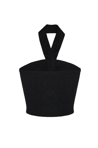 Ribbed Cotton-blend Halterneck Top