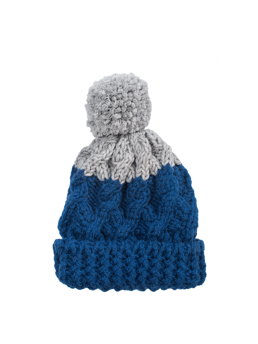 Loom- knitted beanie-blue-gray