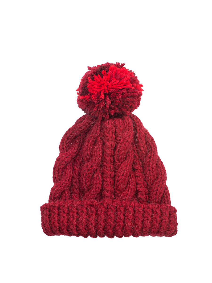Loom Knitted Beanie - Red  