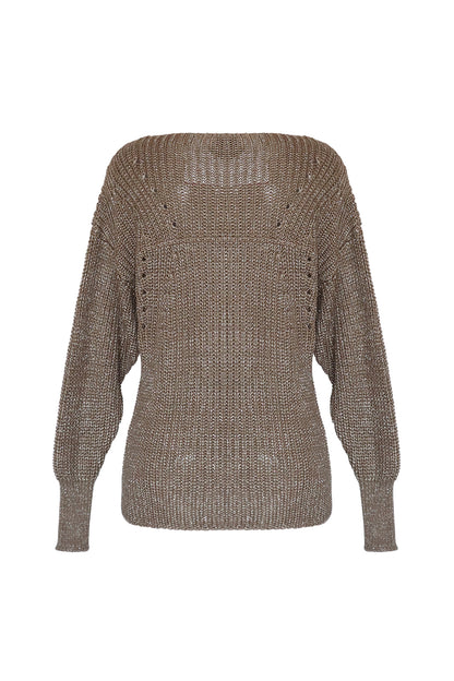 Lurex Effect Sweater – Taupe