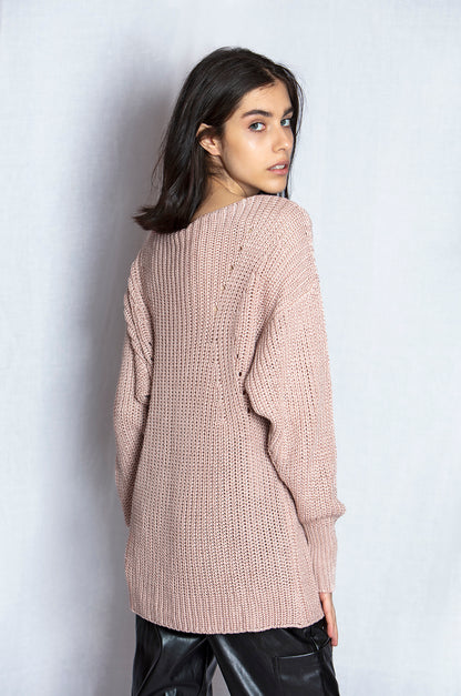 Lurex Effect Sweater – Rose