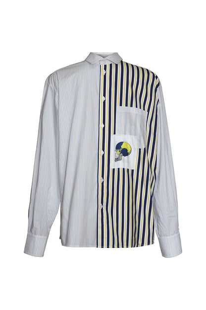Printed Striped panelled shirt