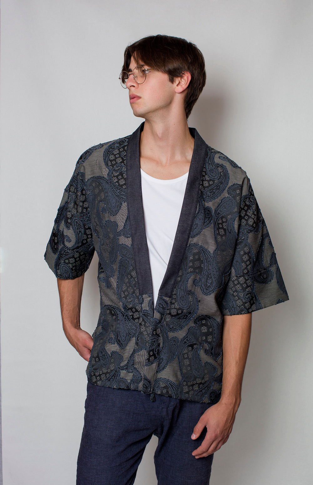 Denim Paisley Print Kimono - M Unisex