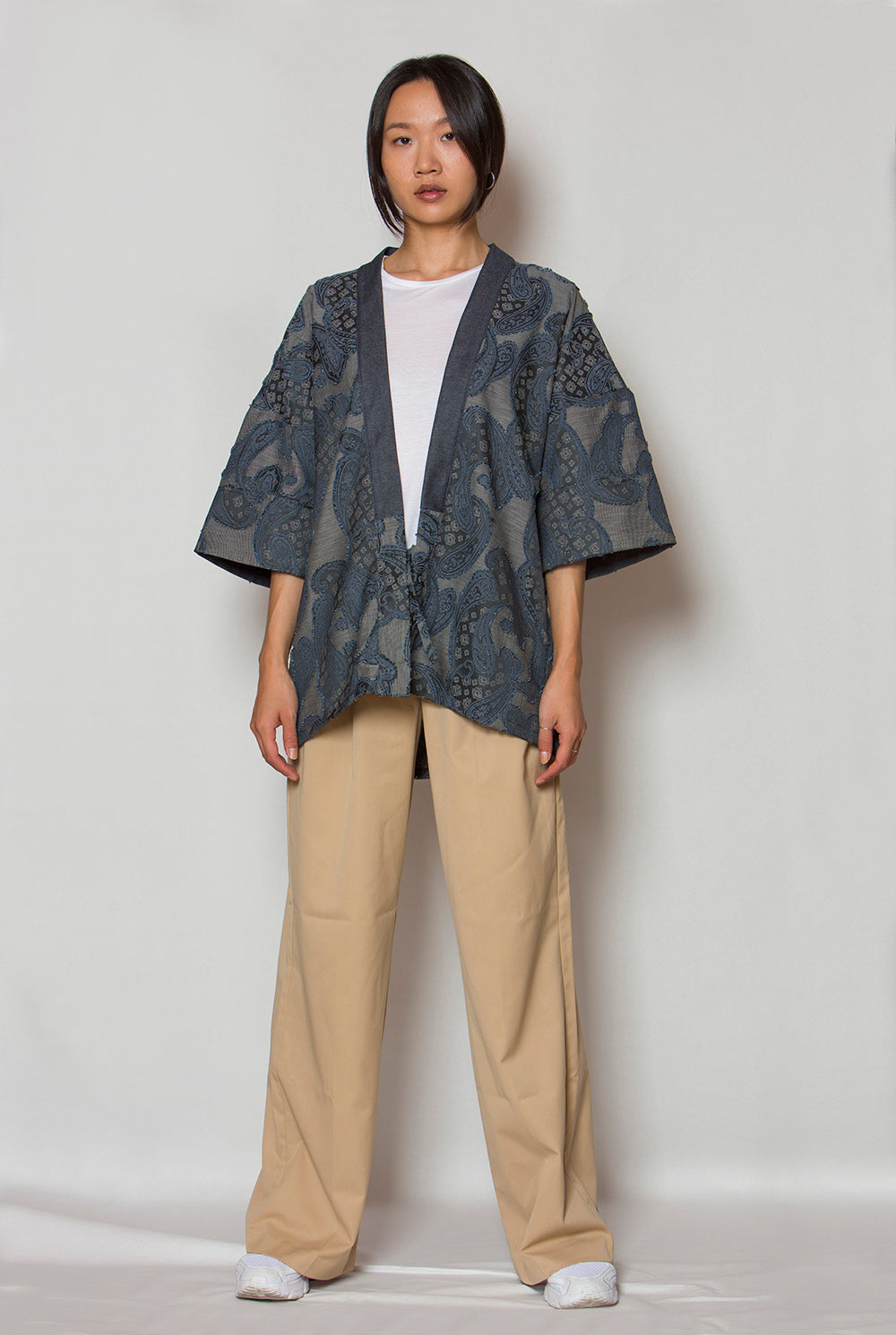 denim paisley kimono jacket