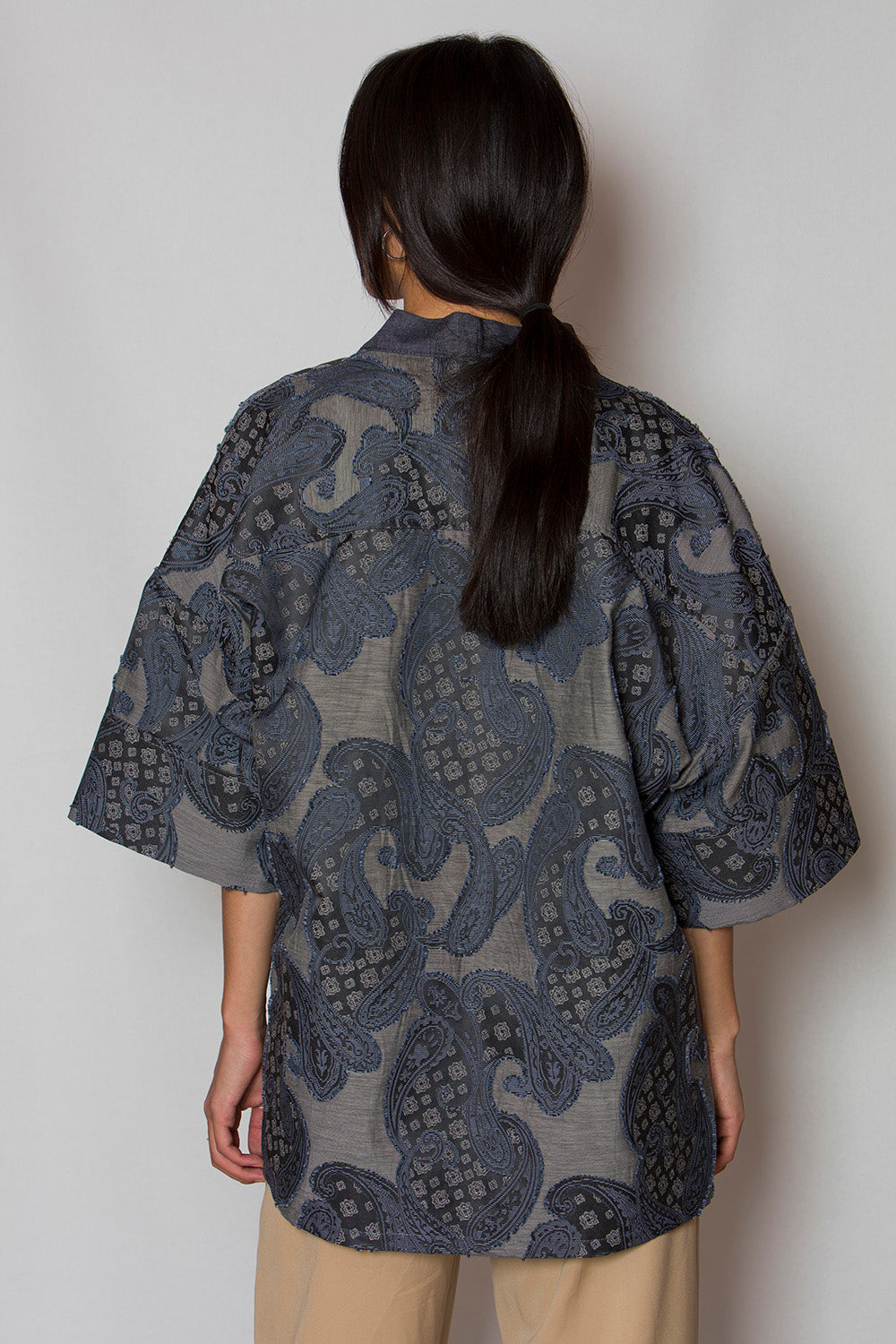 denim paisley kimono jacket