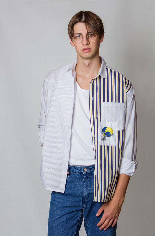 Printed Striped panelled shirt