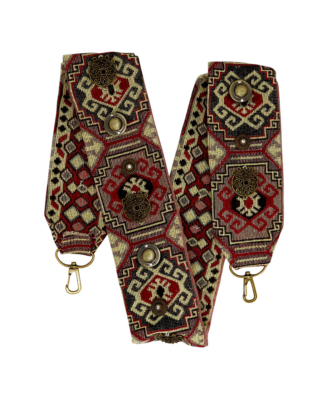 Bag Strap with Ethnic Pattern and Metallic Studs