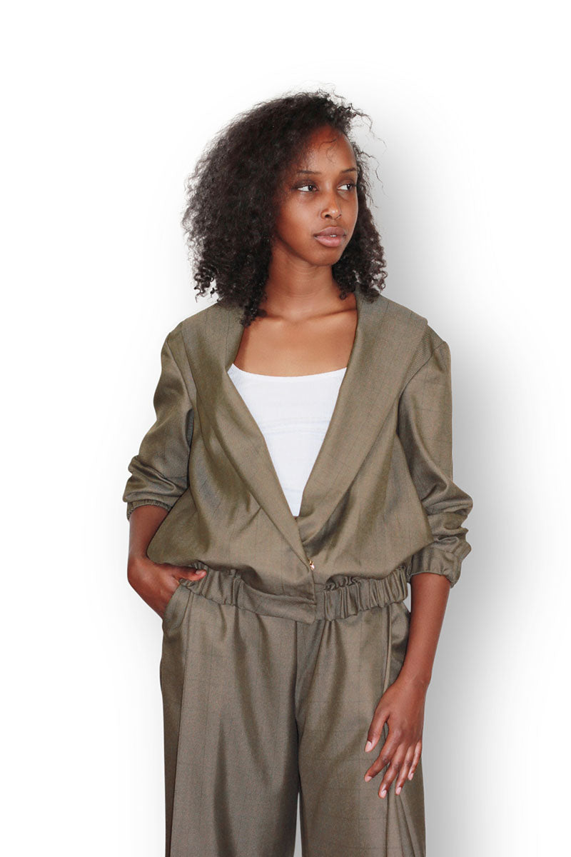 Model wearing Casual Khaki Jacket