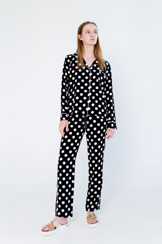 Dotted pajama - Black front view