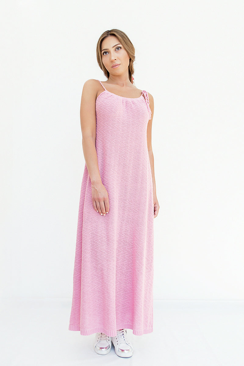 Pink Knit Dress on model