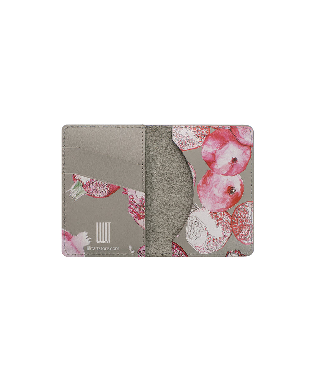 Printed Pomegranate Leather Card Holder