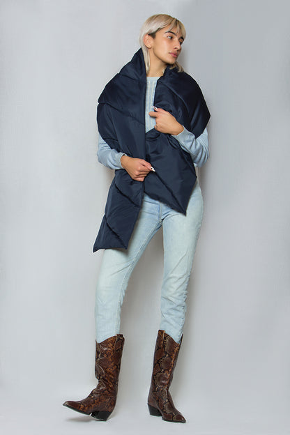Quilted Shell Scarf - Navy Blue