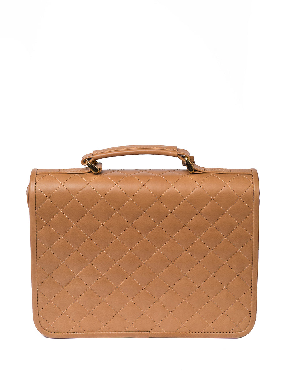 Quilted leather satchel bag - Camel by Inga Xavier