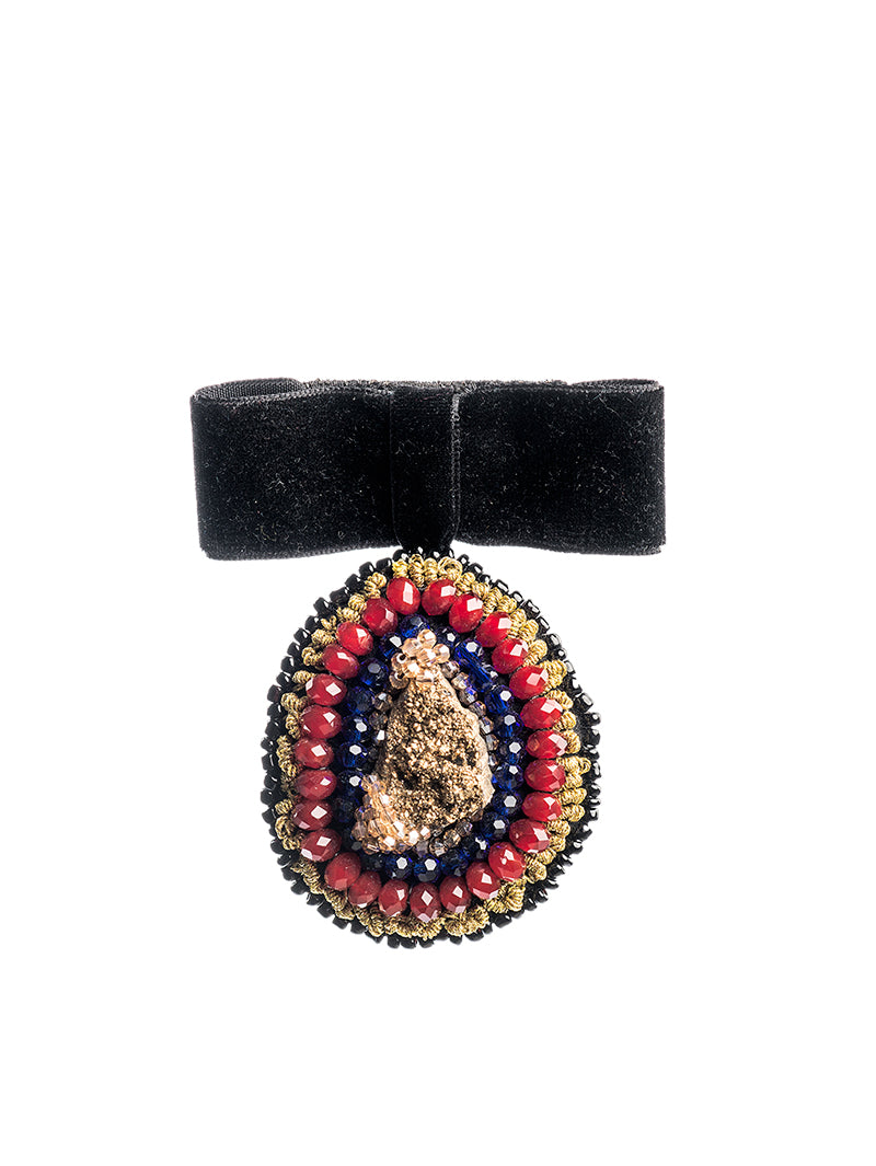 Order Brooch -Red Pyrite Stones