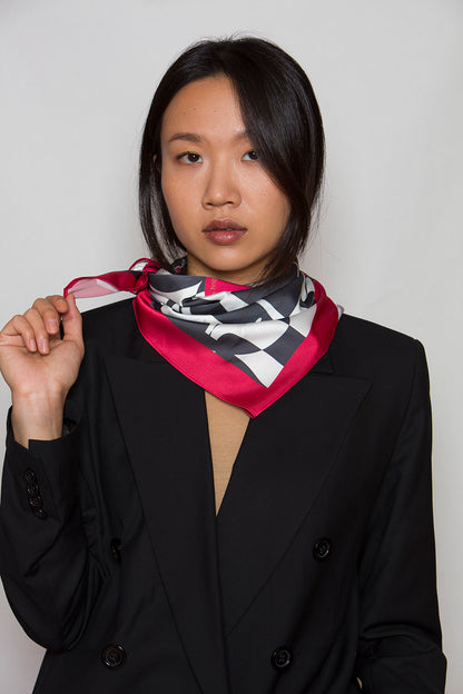 graphic print silk scarf