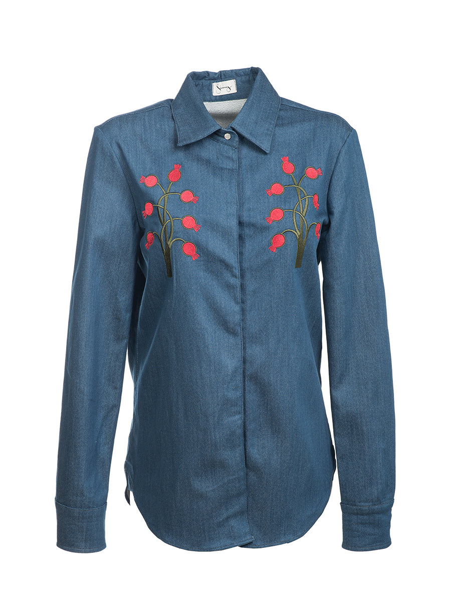 Denim Shirt with Embroidery