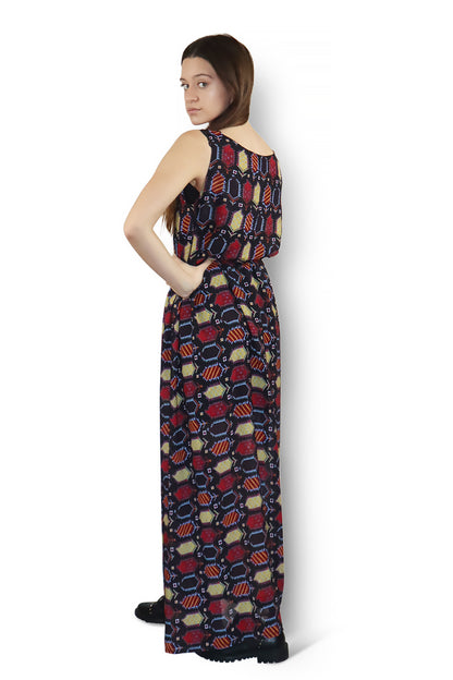 Carpet-print Maxi Dress back view