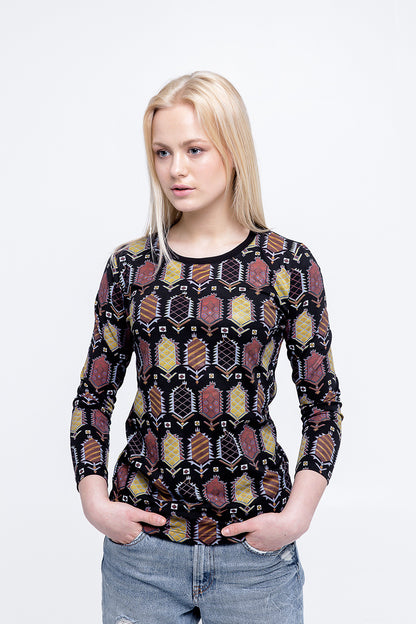  Carpet Print Top - Black