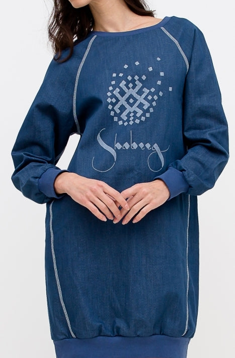  denim dress with Shabeeg logo