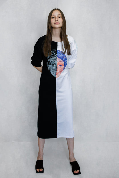 Shabeeg two faced black & white dress