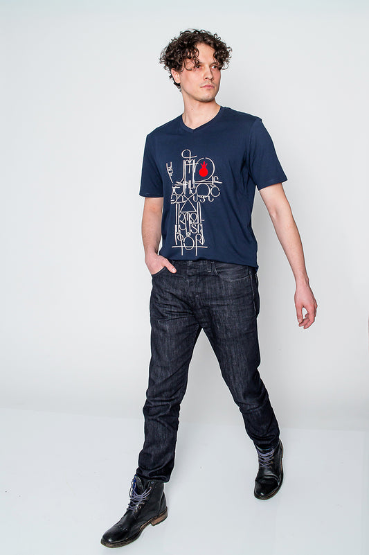Male model wearing Armenian Alphabet NUR  T-shirt
