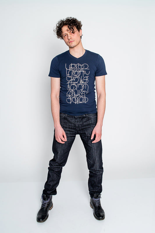 Model wearing Armenian Alphabet  T-shirt
