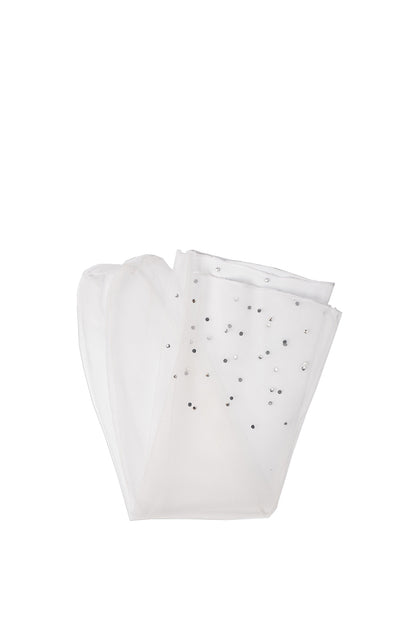 Crystal-embellished Tulle Socks - White