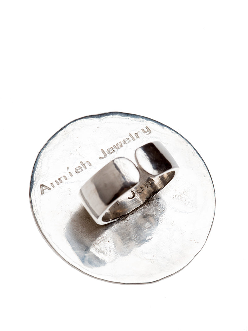 silver with enamel ring logo