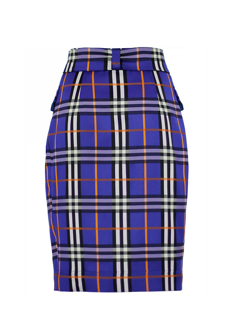 Checked Wrap Skirt back view