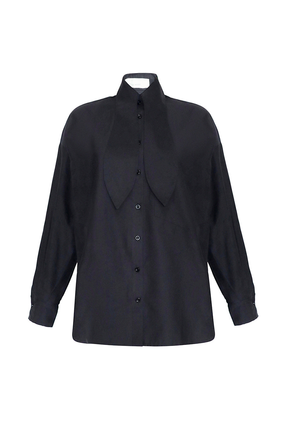 OM Shirt With Bow Tie Collar - Black